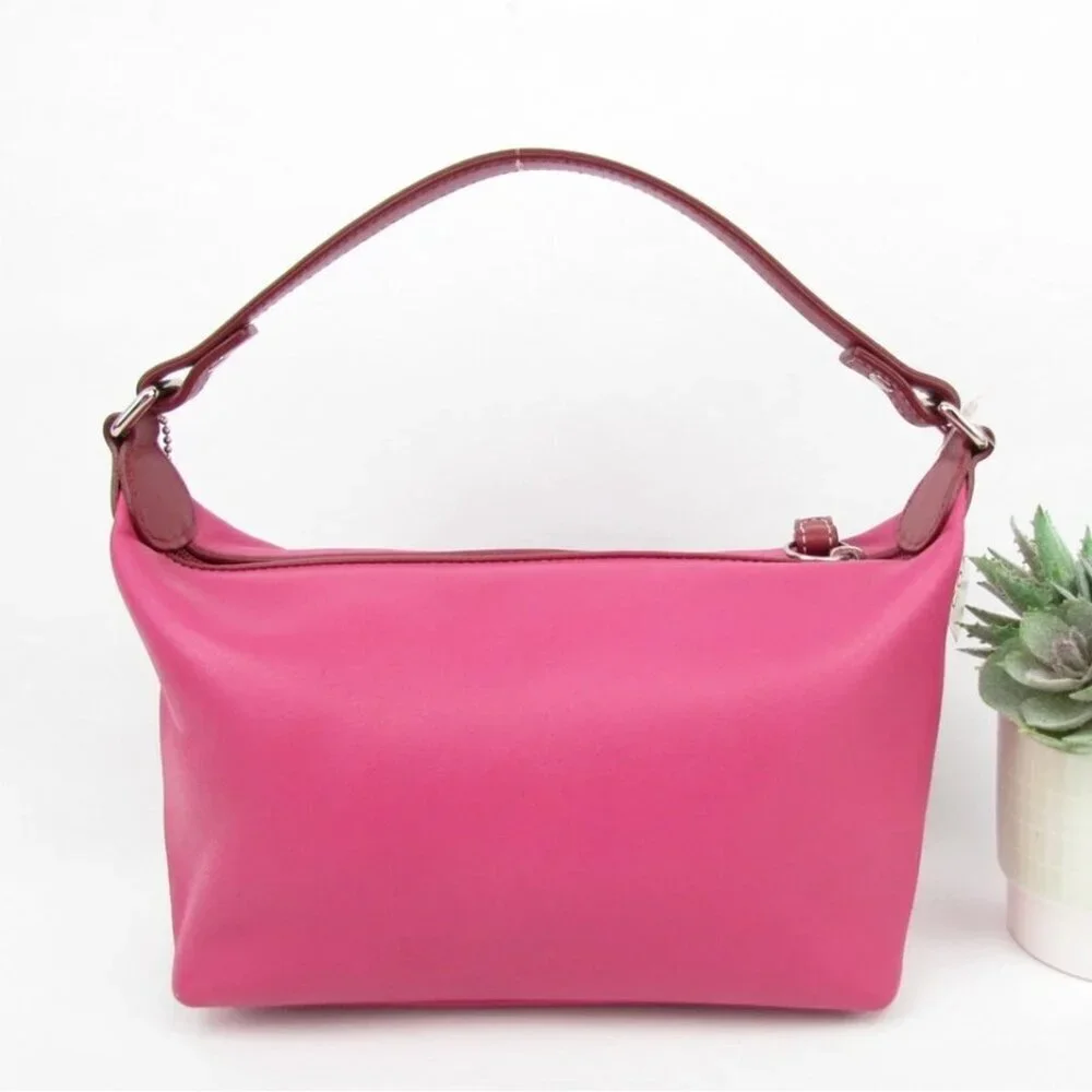 COACH 1941 DEMI LEATHERWARE FUCHSIA PINK RED LEATHER BAGUETTE CHARM TAG NEW NWOT